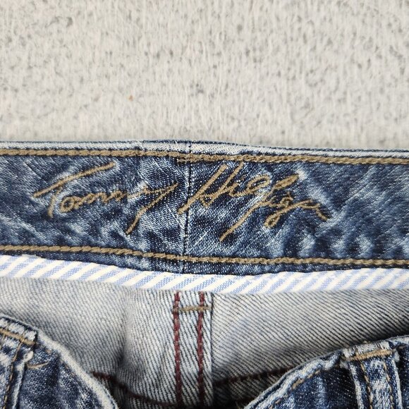 Tommy Hilfiger Jeans Women's 6 Short Blue Bootcut Mid Rise Med Wash Y2K Pants - Picture 8 of 9